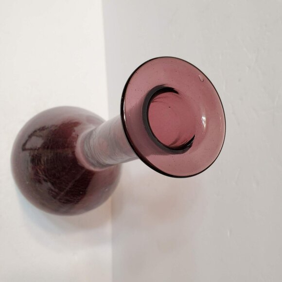 Pilgrim Glass Hand Blown Bottle Decanter, 13" Crackle Art Amethyst Purple MCM - Picture 5 of 10